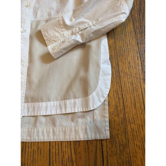 Derek Lam 10 Crosby Shirt Womens White Button Down Sheer Panel Poplin Hi-Low - Picture 4 of 7